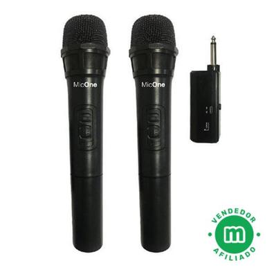  Micrófono inalámbrico con Bluetooth, sistema de micrófono de  metal dinámico de mano dual UHF profesional con receptor recargable, rango  de 160 pies, salida de 1/4 pulgadas, para máquina de karaoke, 