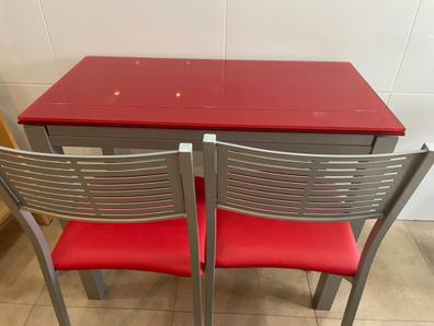 Mesa de Cocina de Cristal Extensible Rojo