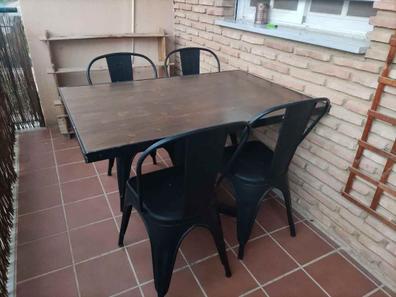 MESAS: MESA ARMAZON NEGRO 110X70 MELAMINA ROBLE ATLAS