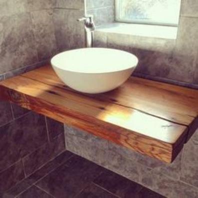 encimera de baño de madera de olivo  Muebles de baño rusticos, Encimeras, Encimeras  baño