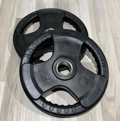 Set De 2 Discos De Goma 3 Asas 50mm Fitness Tech 15 Kg - Negro - 2 Discos  De Goma 3 Asas 50mm