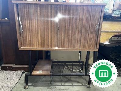 Mueble tv industrial-vintage baldas de madera maciza natural encerado