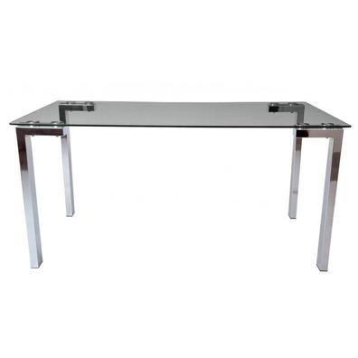 Mesa de cristal SORAYA, estructura 4 patas redondas, medida 120x70 cm