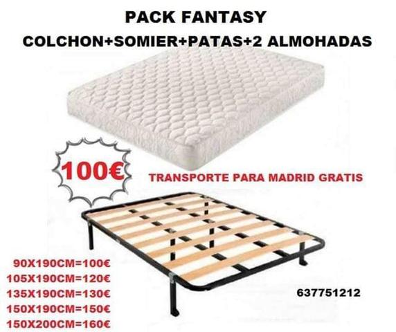 Milanuncios - Pack colchon 90x190+somier+4 patas+almoh