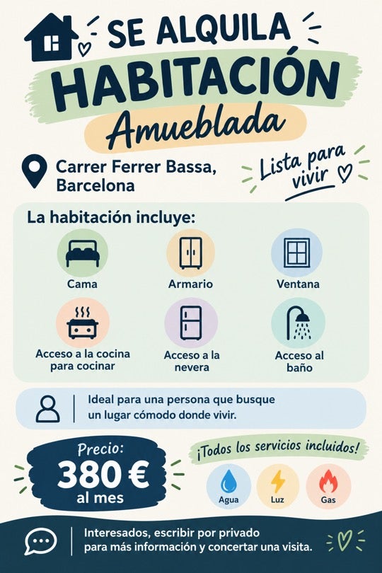 Fotografía del inmueble reportado: 380 €/mes — Barcelona, Barcelona