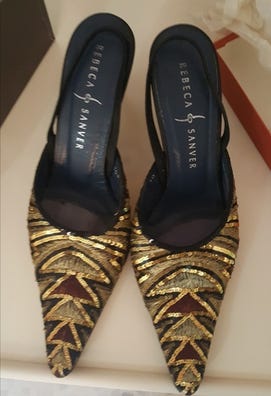 Zapatos fiesta dorado de segunda mano para mujer en Sevilla