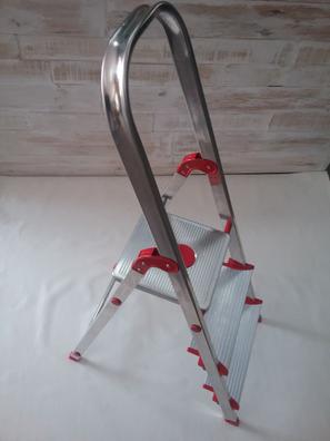 Taburete Plegable Escalera Aluminio 2 peldaños de Tijera Super Resistente  hasta 150Kg Acero y alumino Antideslizante Altura d