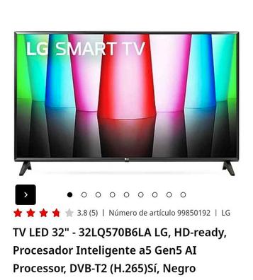 LG SMART TV 32LQ negro al mejor precio