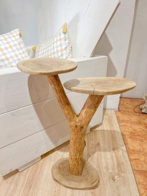 Juego de mesa de centro y mesas auxiliares de tronco rústico de madera de  pino y cedro : Hogar y Cocina 
