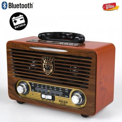 Radio Vintage de Madera con FM/BLUETOOTH/Alarma/USB y Estéreo de