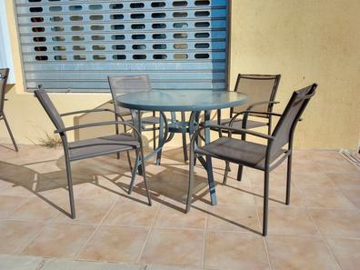  Tres juegos de mesas y sillas de balcón, sillas de ocio de  ratán, combinación de mesa de té pequeña, mesas de terraza al aire libre y  sillas en patio nórdico 