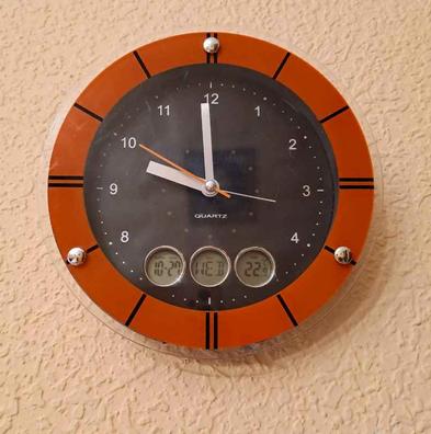 Reloj pared madera color haya con termómetro e higrómetro