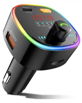 Transmisor FM Bluetooth, cargador de mechero USB / USB-C, modelo C2 - Negro  - Spain