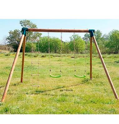 Columpio infantil fabricado en madera para uso exterior y jardín