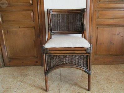 Silla de Comedor con Reposabrazos - Diseño Vintage - Madera y Ratán - Bruna