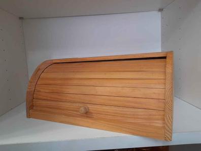 Panera de madera con puerta enrollable para guardar panes Larga