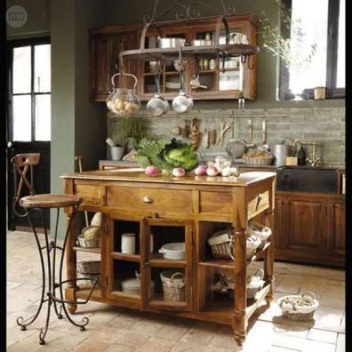 Mesa de cocina auxiliar de madera Melchior