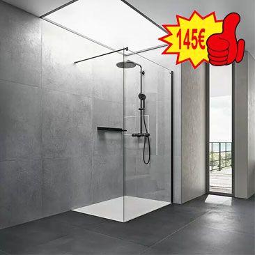 Mampara de ducha semirredonda 90 x 90 vidrio transparente Ponsi Gold  BBGOLTSE90