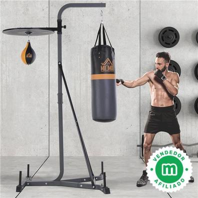 HOMCOM Sacos de Boxeo con Soporte Regulable en altura en 4 Niveles 166.5cm  - 181.5cm incluye Bola Velocidad de Boxeo Tipo Pera 104x156x202cm