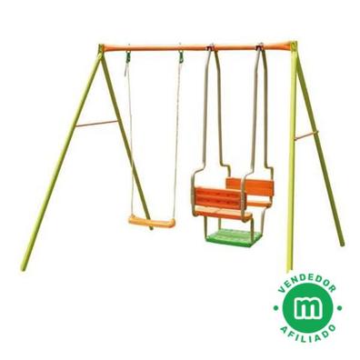 HOMCOM Columpio Infantil al Aire Libre Columpio con Cuerda Asiento 40x16cm  de Madera Pino para Adultos y Niños