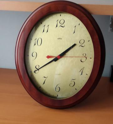 Reloj de pared de cocina vintage con esfera de madera, Alemania 1970