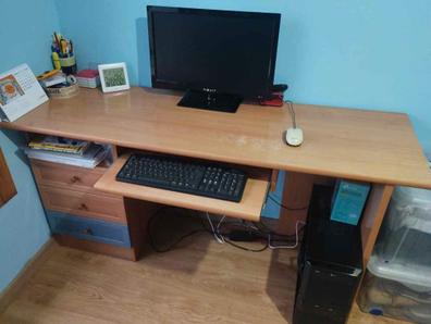 Mesa de Ordenador PC 120 cm Mesa Escritorio de Oficina con Múltiples  Estantes 2 Cajones Bandeja