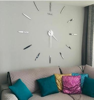 Reloj de Pared Adhesivo 3D sin Marco, 60-130cm Grande Reloj de