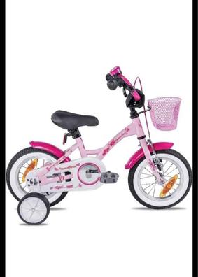 PROMETHEUS BICYCLES® Bicicleta para niños 14'' rosa-blanco Hawk con ruedines  