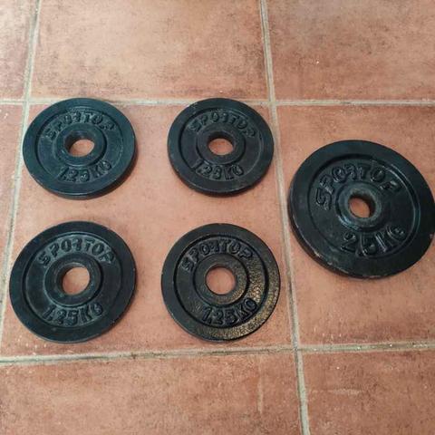 2 Discos Pesas de 15 kg 30 mm Carcasa Plástico Musculación