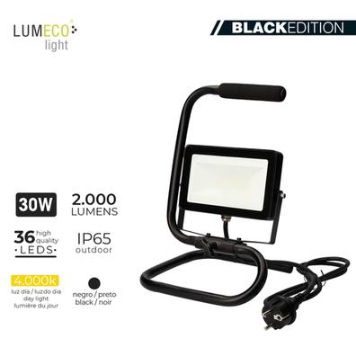 Proyector LED exterior 30W 2400 LM IP65 4000K Luz neutra, Cristal templado