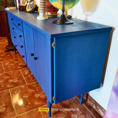 Mueble TV colonial moderno mindi color nogal y patas doradas