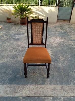Juego de 4 sillas de comedor de terciopelo, sillas decorativas modernas con  respaldo medio, sillas tapizadas sin brazos con botones y patas de metal