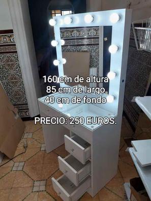 Tocador con Espejo y Luz Regulable, Mesa de Maquillaje con Taburete de  Altura Ajustable, 108x40 cm, Blanco