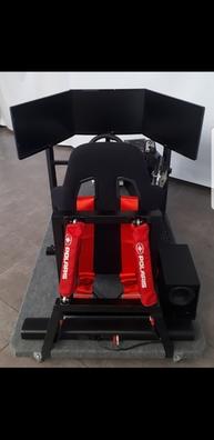 Simulador de manejo modelo con asiento de carreras real de GTR, simulador  de conducción con soporte de palanca de cambios y soporte de monitor triple