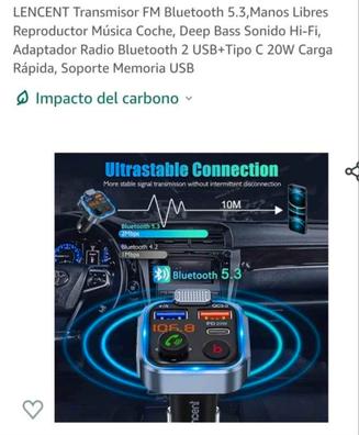 LENCENT Transmisor FM Bluetooth 5.3,Manos Libres Reproductor Música Coche,  Deep Bass Sonido Hi-Fi, Adaptador Radio Bluetooth 2 USB+Tipo C 20W Carga  Rápida, Soporte Memoria USB : : Electrónica