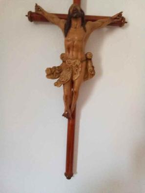 Crucifijo De Pared Grande Madera Pino Y Resina 65cm