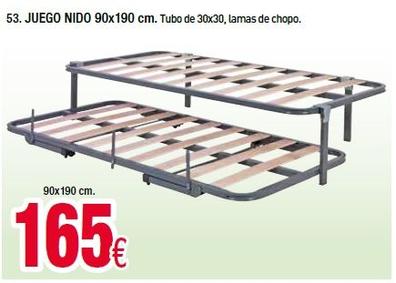 Cama Nido Con 2 Somieres Estructura Reforzada Doble Barra Superior + 6  Patas-90x190 con Ofertas en Carrefour