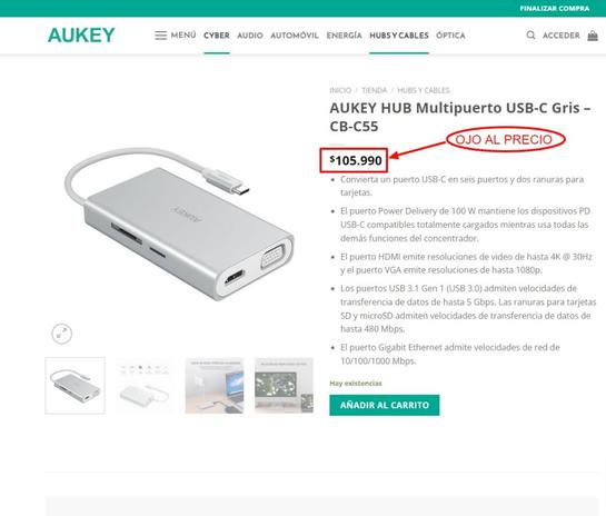 AUKEY CB-C55 HUB USB C 8-1 PD 100W HDMI