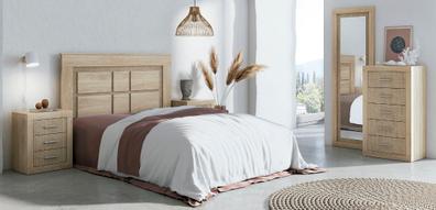 Pack Dormitorio Matrimonio Estilo Moderno Color Blanco Y Roble Camas 150 Cm  (cama+cabecero+mesitas+cómoda) con Ofertas en Carrefour