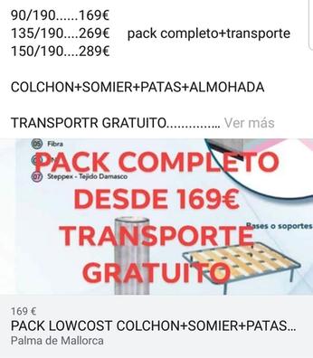 Colchón +somier +almohada [Pack low cost descanso completo]