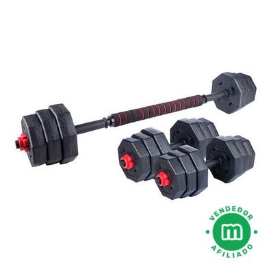 Set Mancuernas Pesas 20 Kg Cromada Con Barra Extensora Deportes