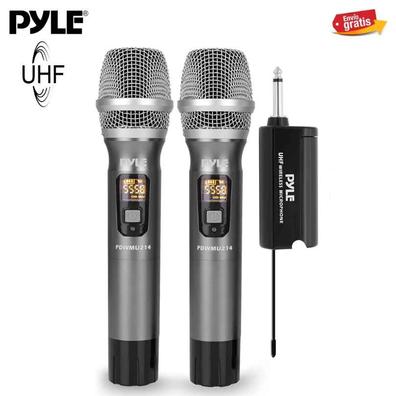 Pyle Sistema de micrófono inalámbrico UHF – Micrófono de mano inalámbrico  recargable profesional dual, receptor de 2 × 100 canales, escaneo  automático