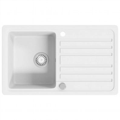 Fregadero de Cocina Rectangular de 765 mm Fregadero Cocina sobre Encimera  Recipiente Individual en Blanco