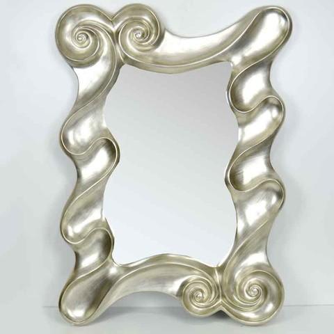 Espejo de pared con forma de hoja de pan de plata champagne