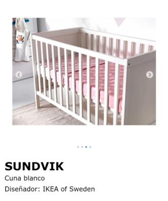 SUNDVIK set cuna con colchón y cambiador, blanco, 60x120 cm - IKEA