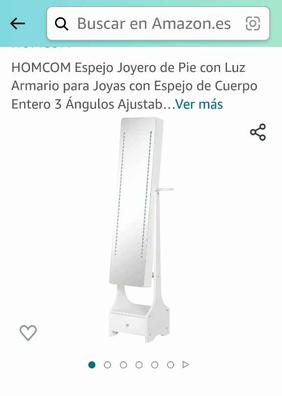 HOMCOM Espejo Joyero de Pie con Luz Armario para Joyas con Espejo de Cuerpo  Entero 3