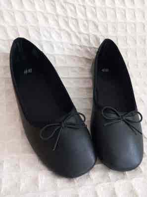 Merceditas Niña Negras Ballerinas Primark Brillantes Con Flores