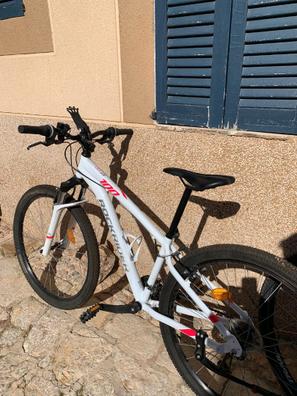 Bicicleta eléctrica de montaña mujer 27,5 Rockrider Ebike ST 100 blanco