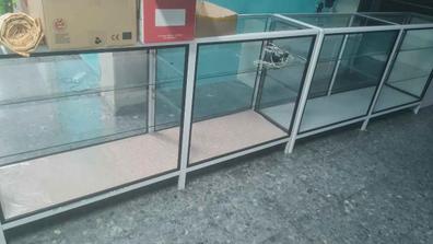 Mostrador de aluminio con 2 baldas de cristal 120*90*50cm