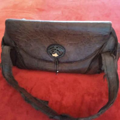 Bolso de mano hombre en piel vintage marrón con cierre simple